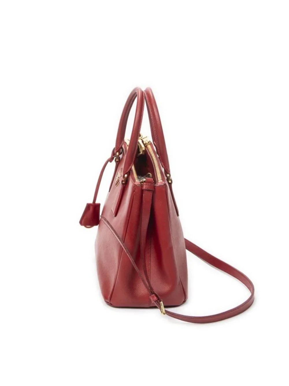 Prada Large Double Zip Galleria Tote Red Saffiano Leather